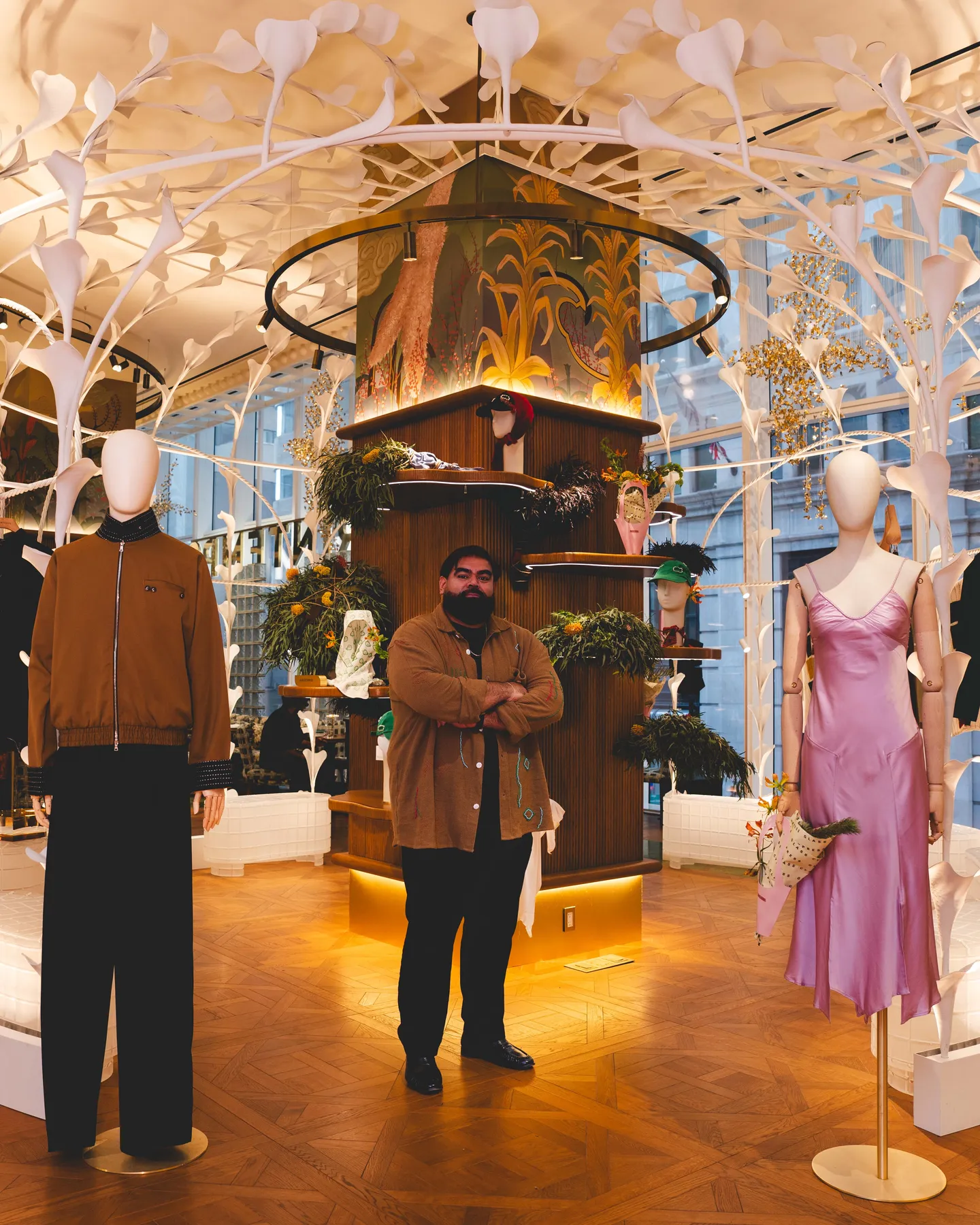 Librado Piedra in a retail floral installation